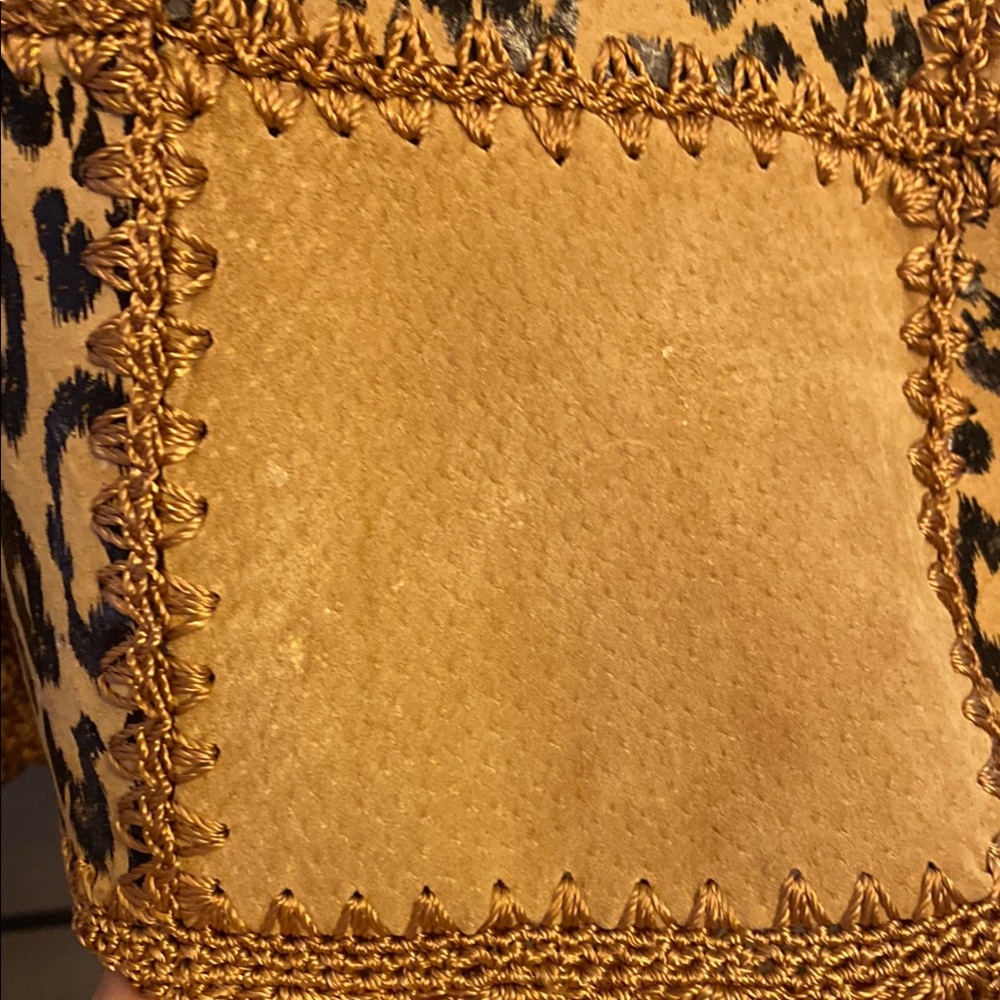 Leopard Print Patchwork Boho Leather Shacket Jack… - image 6